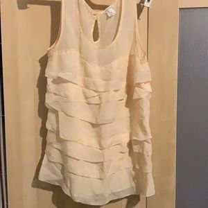 Blush tiered silk blouse